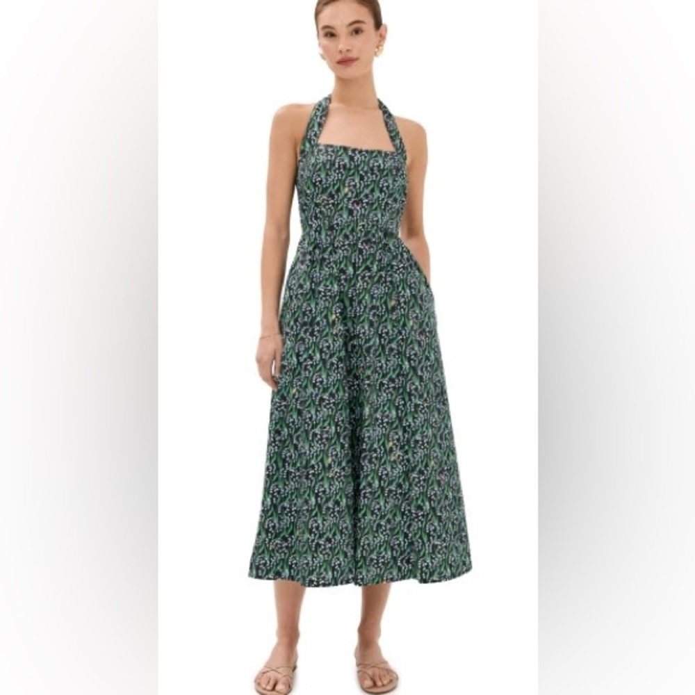 Hill house The Fleur Midi Dress - Black Lily of the Valley  / M medium